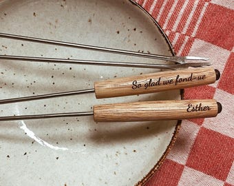 Personalize fondue fork – engraved with your own text or name – gift for cheese lover – personalized present – fondue forks