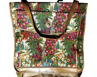 Vng DVF Green Floral Tapestry Suitcase Carry On Bag Dress Suit Luggage 23"X 23"