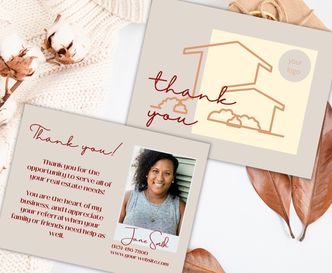 Thank You Card Template for Real Estate Thank You Card Real - Etsy
