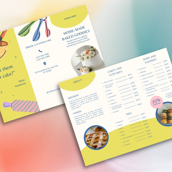 Bakery Trifold Brochures - Etsy