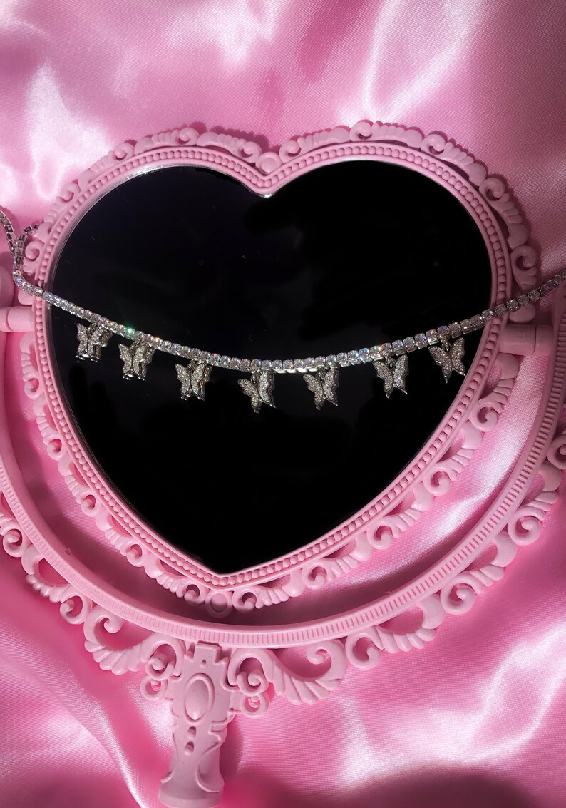 Set Me Free Choker Butterfly choker Butterfly tennis choker Iced Cuban link