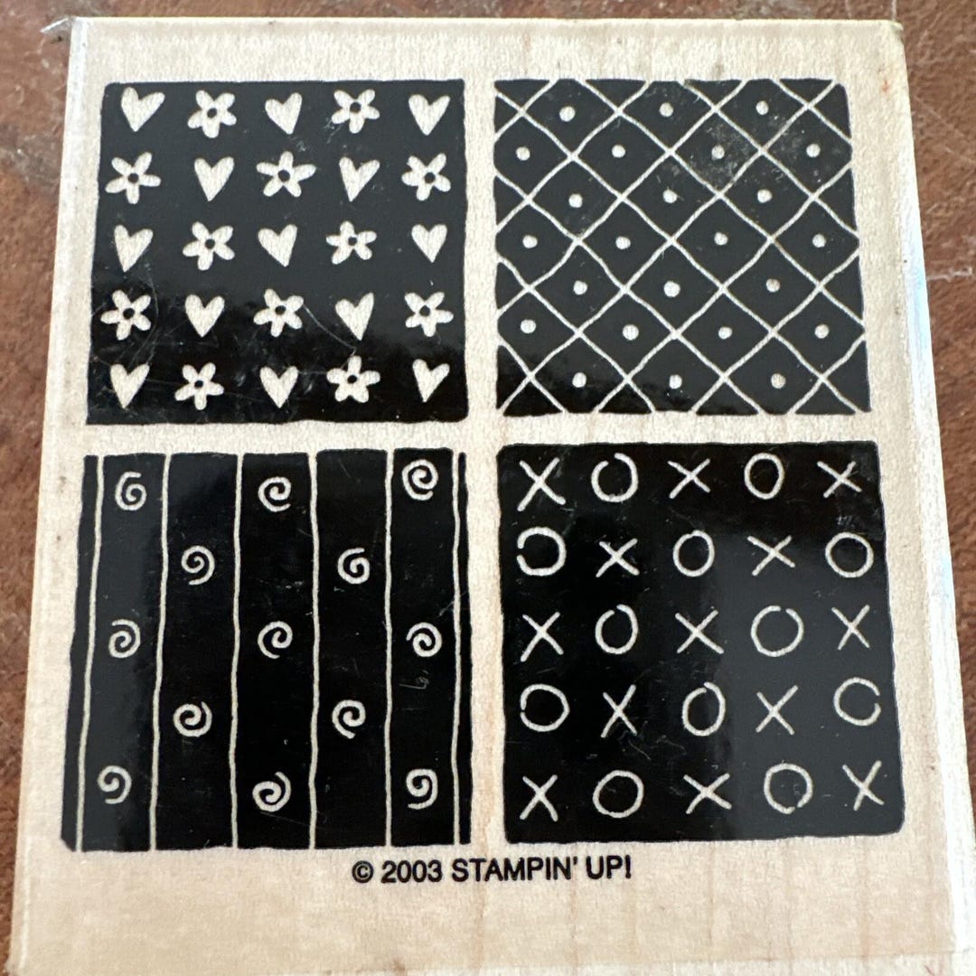 Stampin up Loving Hearts Quilt Pattern Heart Wood Mounted Rubber Stamp ...