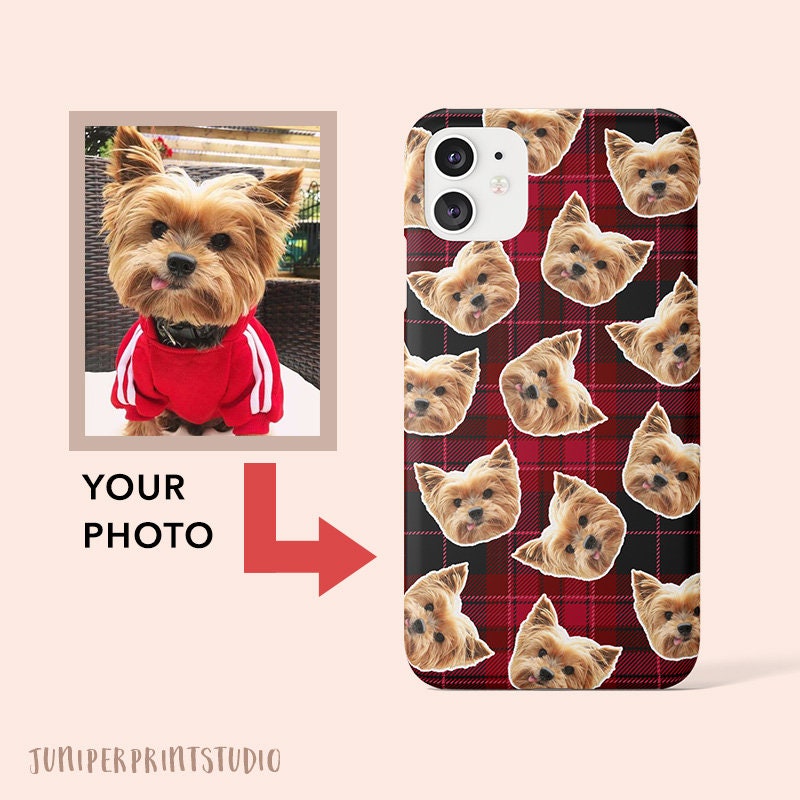 Personalized Pet Phone Case in red plaid personalised phone Etsy