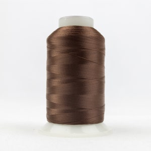 May include: A spool of brown embroidery thread.