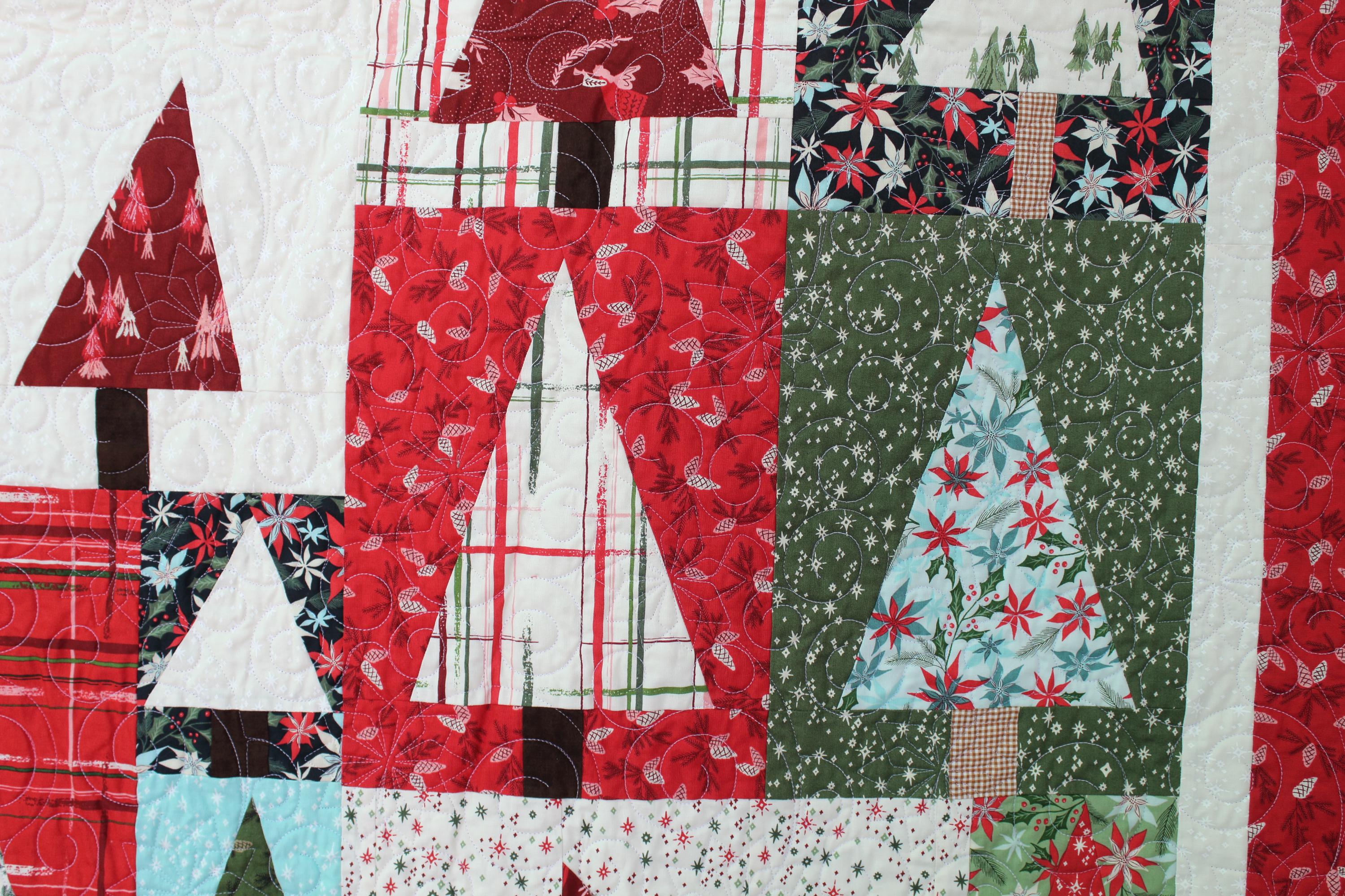Handmade Pine Hollow Patchwork Forest Finished Quilt | Pine Trees ...