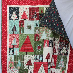 Handmade Pine Hollow Patchwork Forest Finished Quilt | Pine Trees ...