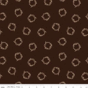 1 Yard PRE-CUT | Huckleberry Saltbox - Brown Wreaths | Riley Blake | Karen Walker | Pre-Cut 1 Yard | Priced per yard
