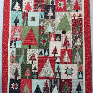 Handmade Pine Hollow Patchwork Forest Finished Quilt | Pine Trees ...
