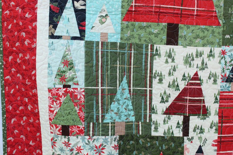 Handmade Pine Hollow Patchwork Forest Finished Quilt | Pine Trees ...