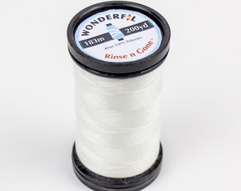 Rinse 'n Gone Thread by Wonderfil | Wash away Polyester | Water Soluble Thread | Baste Hems | Practice Free Motion | Temporary placement