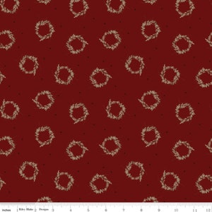 Huckleberry Saltbox - Red Mahogany Wreaths | Riley Blake | Karen Walker | Priced by the Half Yard