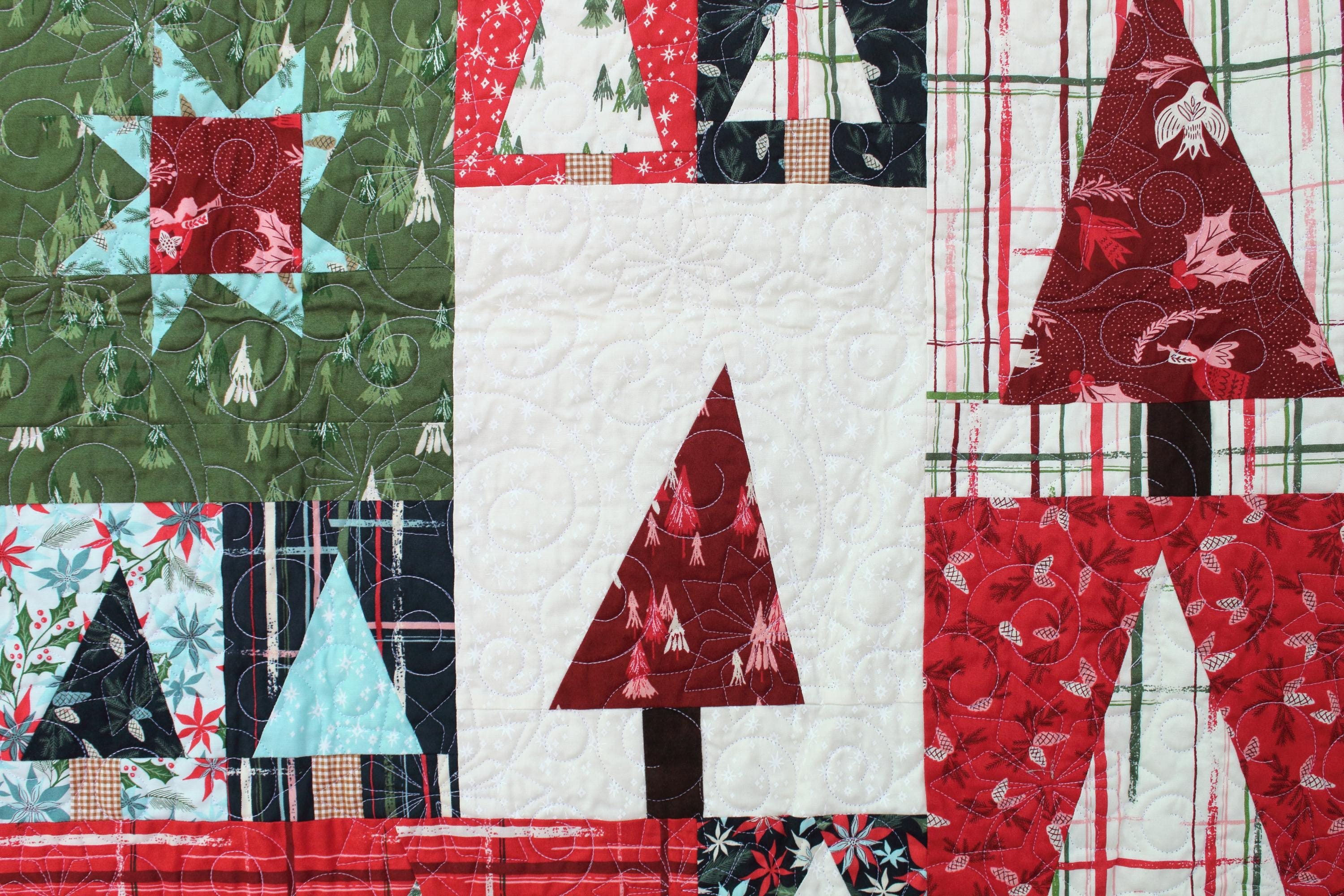 Handmade Pine Hollow Patchwork Forest Finished Quilt | Pine Trees ...