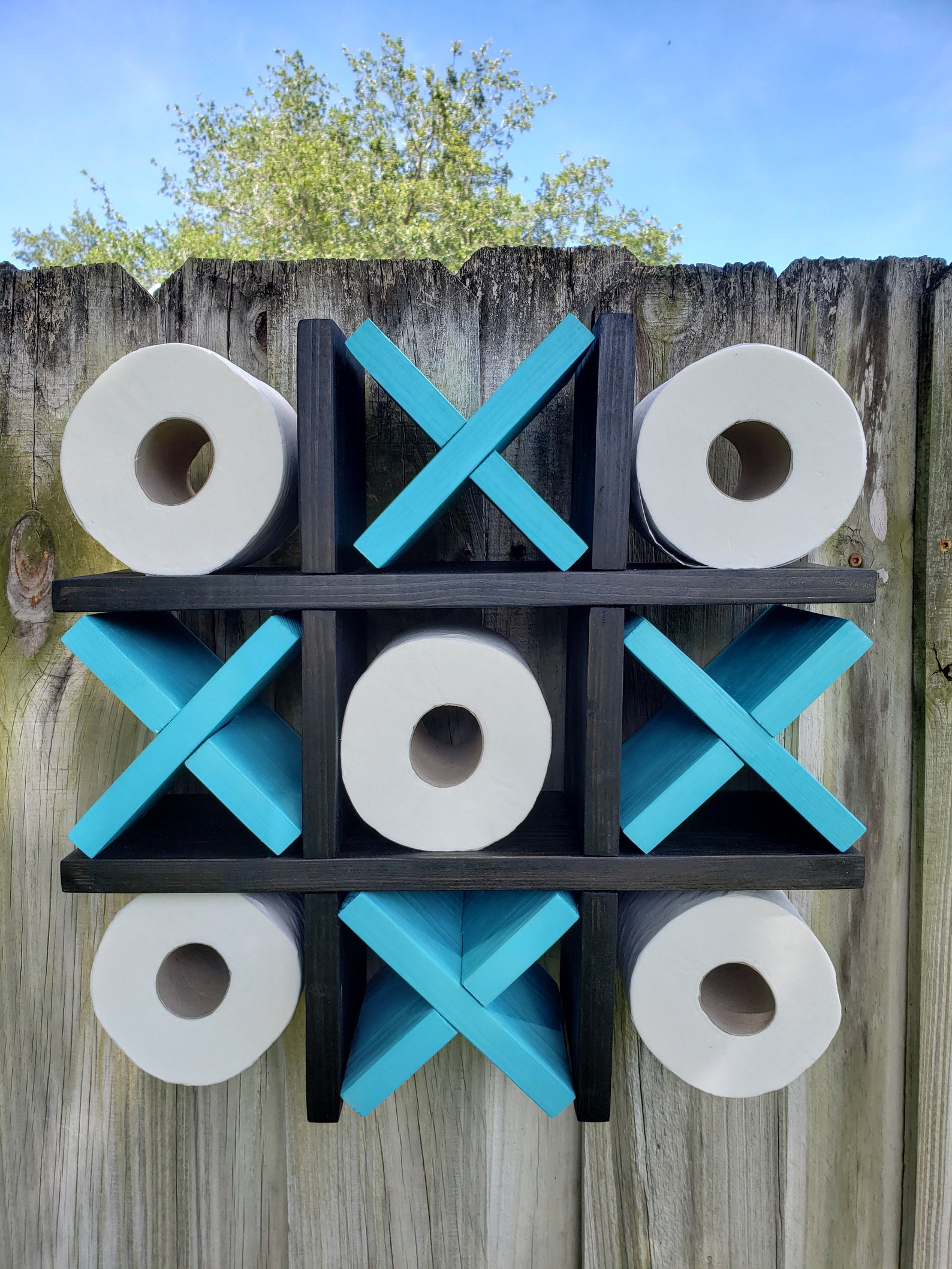 Tic Tac Toe Toilet Paper Holder Game Room Art Bathroom Storage Etsy