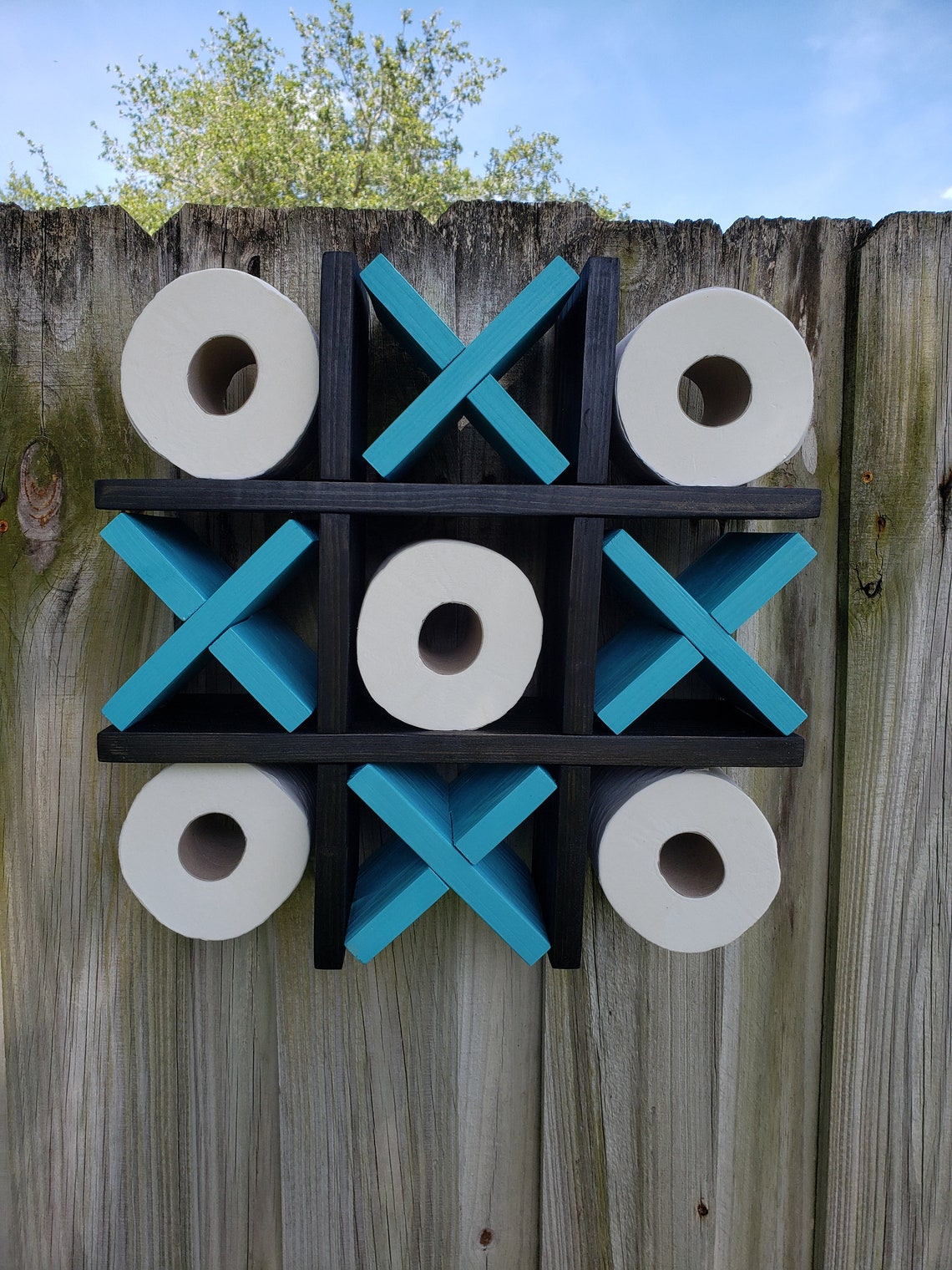 Tic Tac Toe Toilet Paper Holder Game Room Art Bathroom Storage Etsy
