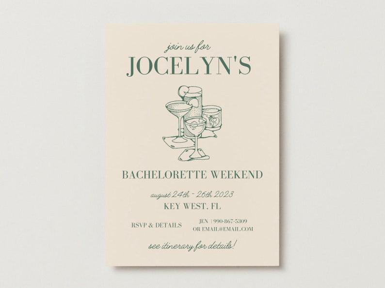 BACHELORETTE PARTY INVITATION Template Canva Template Etsy