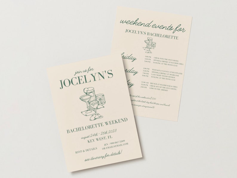 BACHELORETTE PARTY INVITATION Template Canva Template Etsy