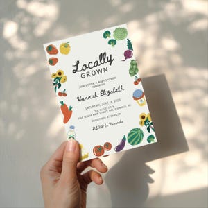 Locally Grown Baby Shower Invitation | Farmers Market Inspired | Editable Canva Template | Digital Download