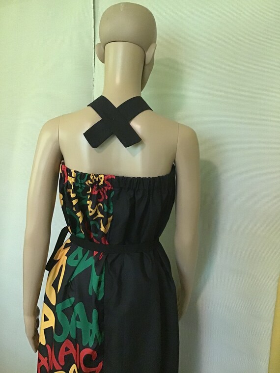 rasta halter dress Rasta and Reggae Long Halter Dress with Tie