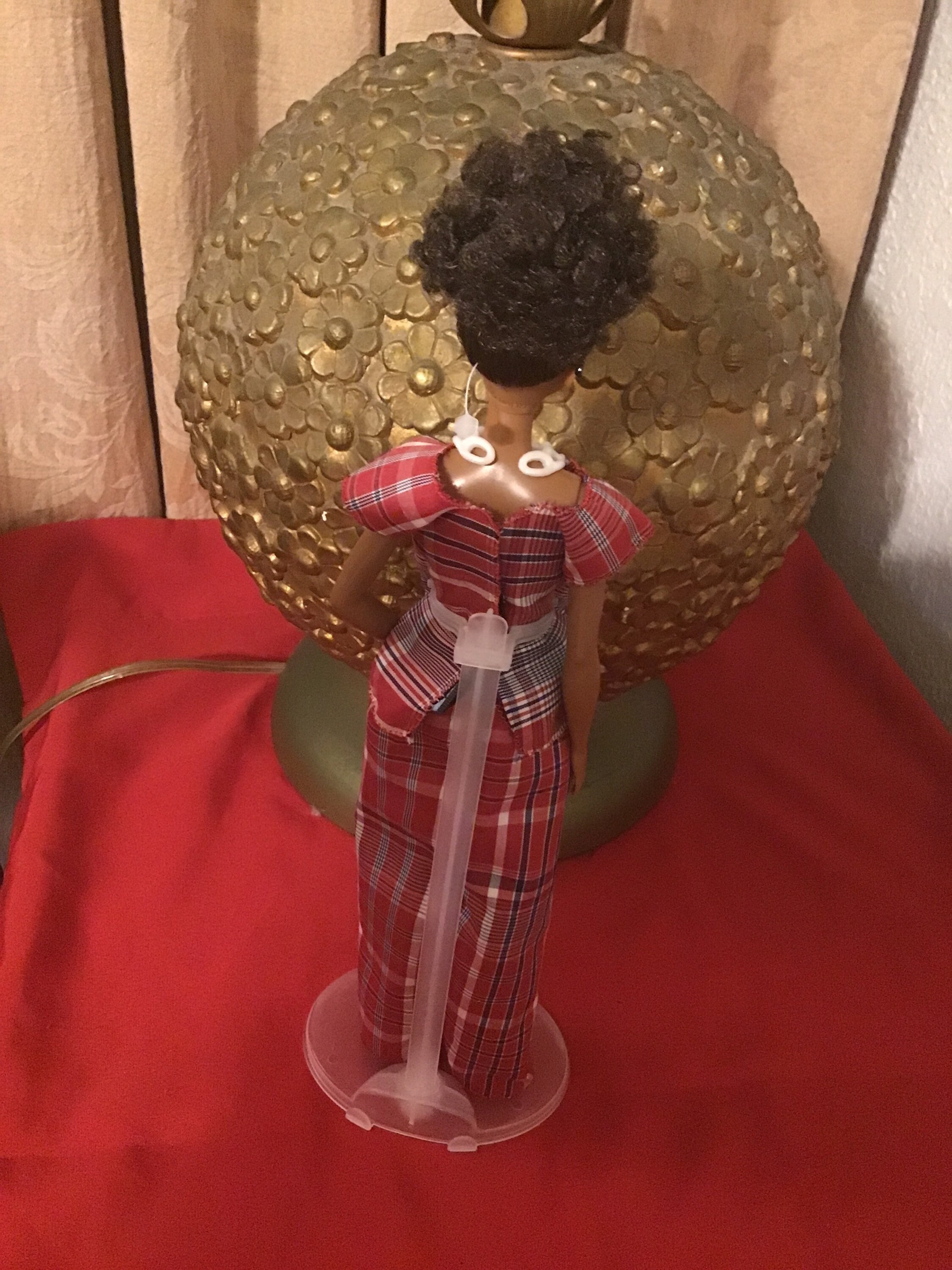 Jamaican Red Bandana Plaid 2 Piece Outfit on Black Barbie -  Sweden