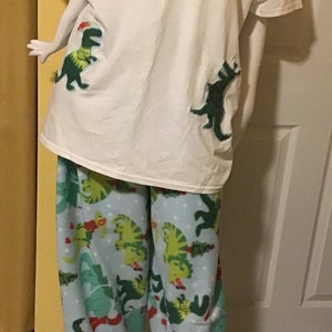 Puede incluir: Camiseta blanca con aplicaciones de dinosaurio verde y pantal&oacute;n de pijama a juego azul y verde con estampado de dinosaurio.