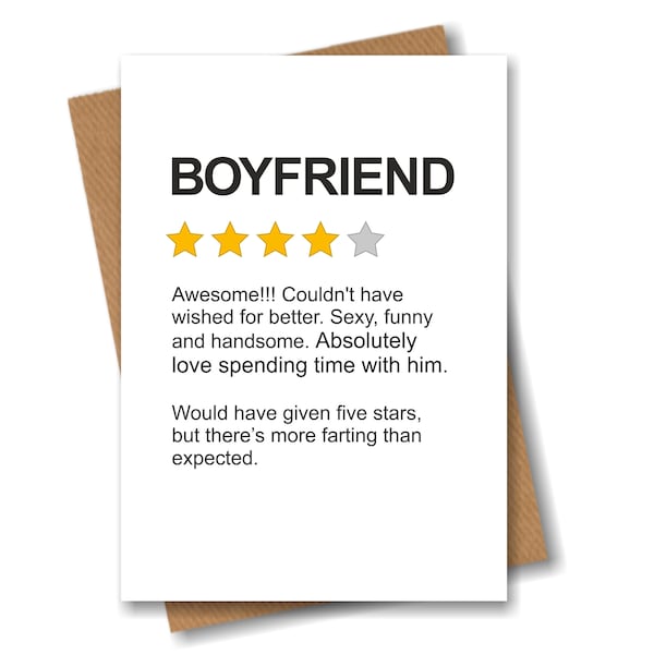 Funny Birthday Card for Boyfriend - Product Star Rating Review - Birthday Anniversary Valentines Day