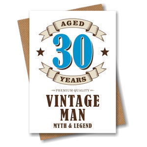 30th Birthday Card Vintage Age 30 Thirty Boyfriend Husband - Etsy
