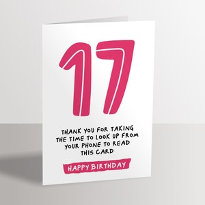 Carte pour 17 ans - Blague amusante pour un enfant de 17 ans image 2