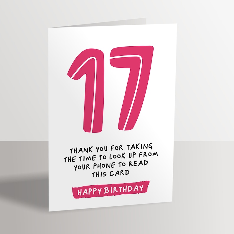 Carte pour 17 ans - Blague amusante pour un enfant de 17 ans image 2