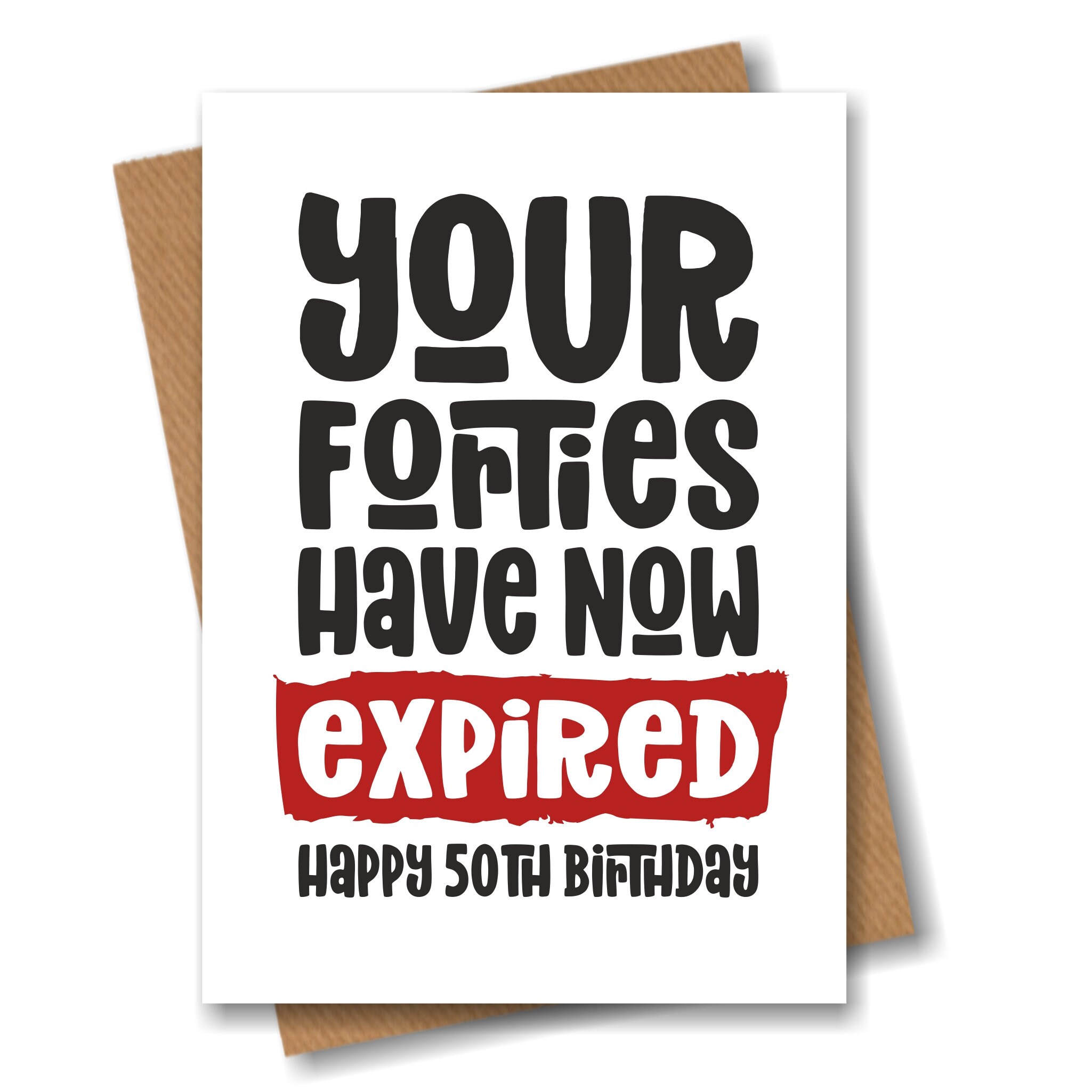 Hunts England 50. Geburtstagskarte Für Tante – Design: 'I Regret To Inform You That Your Forties Have Expired', 148x148 Mm