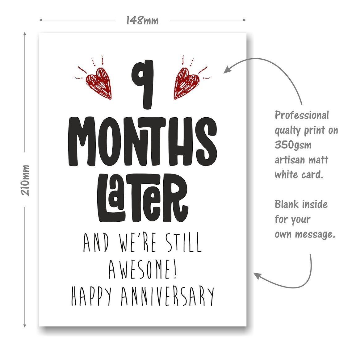 9th Month Anniversary Card 9 Months Later and Still Awesome Etsy
