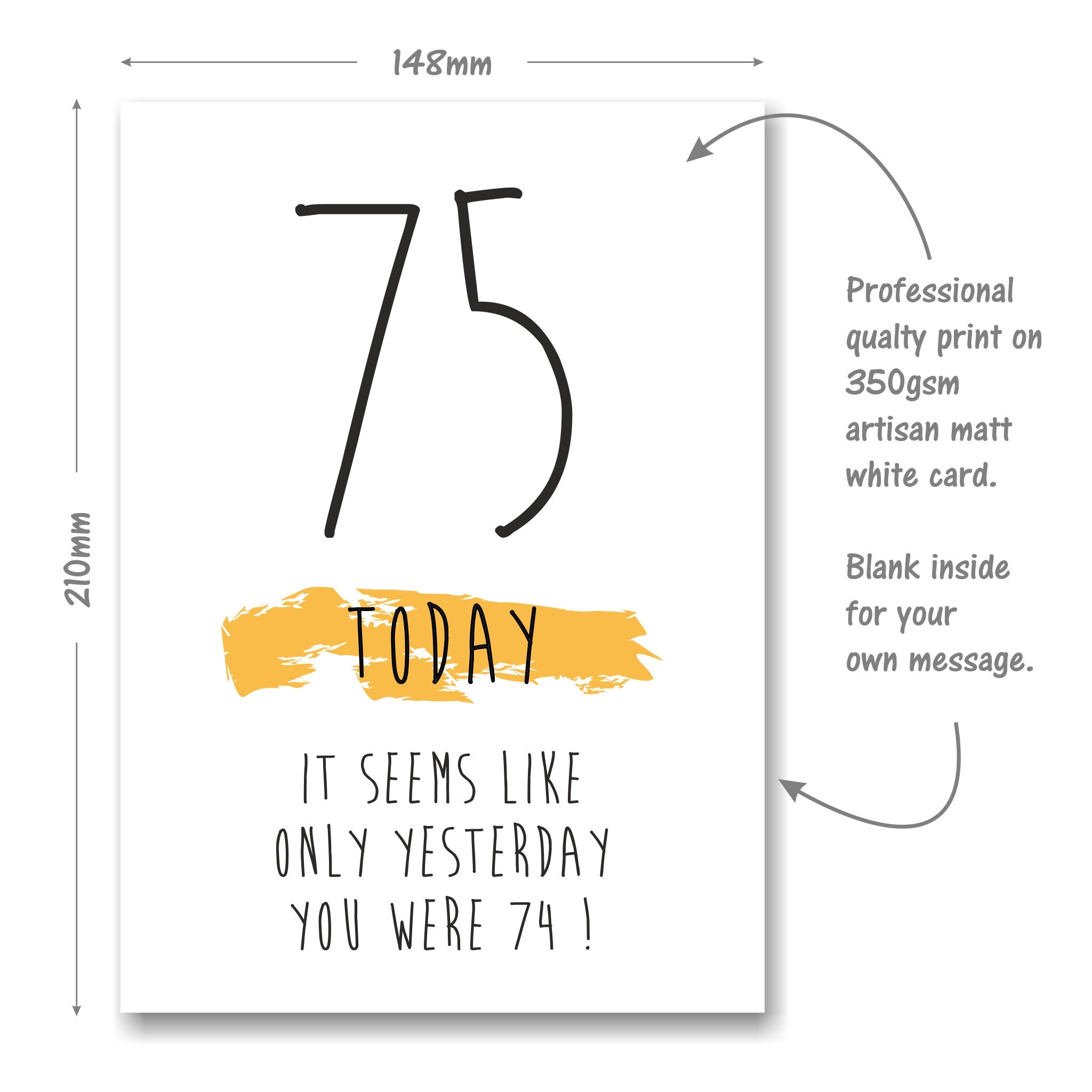 Funny 75th Birthday Card - 75 Today Seems Like Only