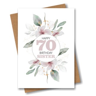 Sottobicchiere Lucido 'Happy 70th Birthday Sister' - MDF Rigido 9x9 Cm, Facile Da Pulire, Regalo Per Sorella