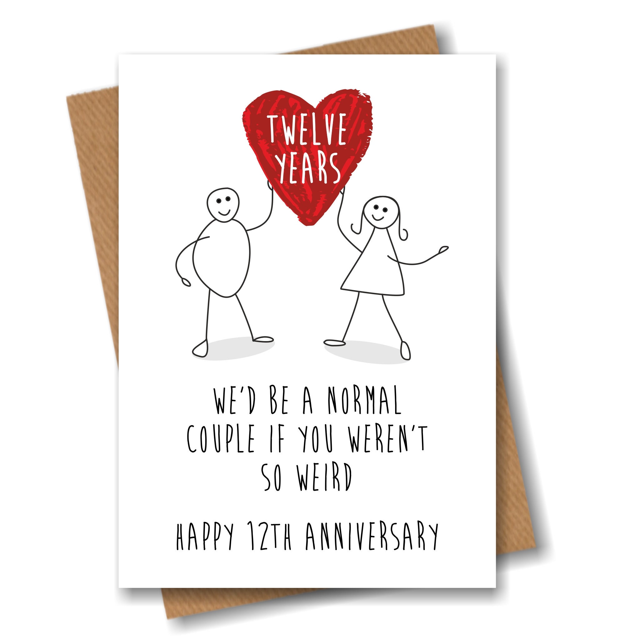12th Anniversary Card Twelve Year Love Heart Etsy UK