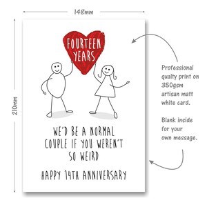 14th Anniversary Card Fourteen Year Love Heart image 3