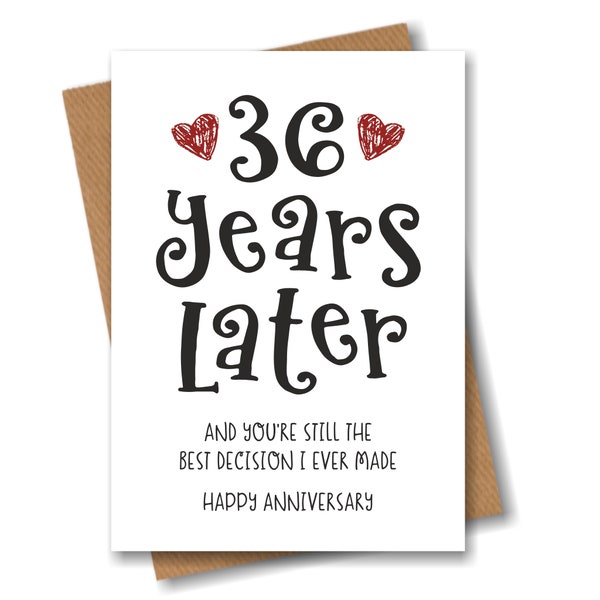 36 Year Anniversary Card - The Best Decision I Ever Made - Funny 36th Year Card for Husband Wife Boyfriend Girlfriend Partner