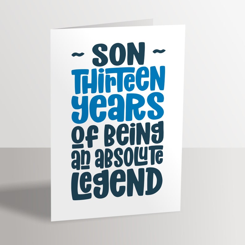 Son 13th Birthday Card for Son 13 Thirteen Years Absolute Etsy