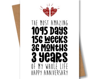 3rd Anniversary Card – The Most Amazing Three Years of My Life