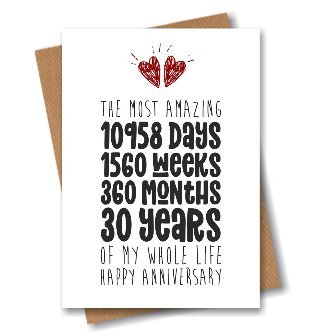 30th Anniversary Card - the Most Amazing 30 Years of My Life - 30th ...