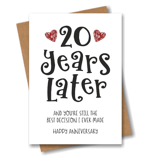 20 Year Anniversary Card - The Best Decision I Ever Made - Funny 20th Year Card for Husband Wife Boyfriend Girlfriend