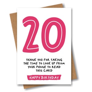 20th Birthday Card - Funny Joke for 20 Year Old