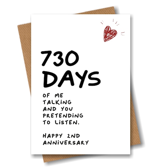 2nd Anniversary Card 730 Days Of Me Talking Funny For Etsy 日本