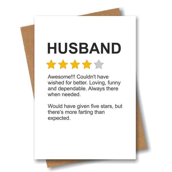 Funny Card for Husband - Product Star Rating Review - Birthday Anniversary Valentines Day