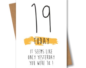 Funny 19th Birthday Card - 19 Today Seems Like Only Yesterday