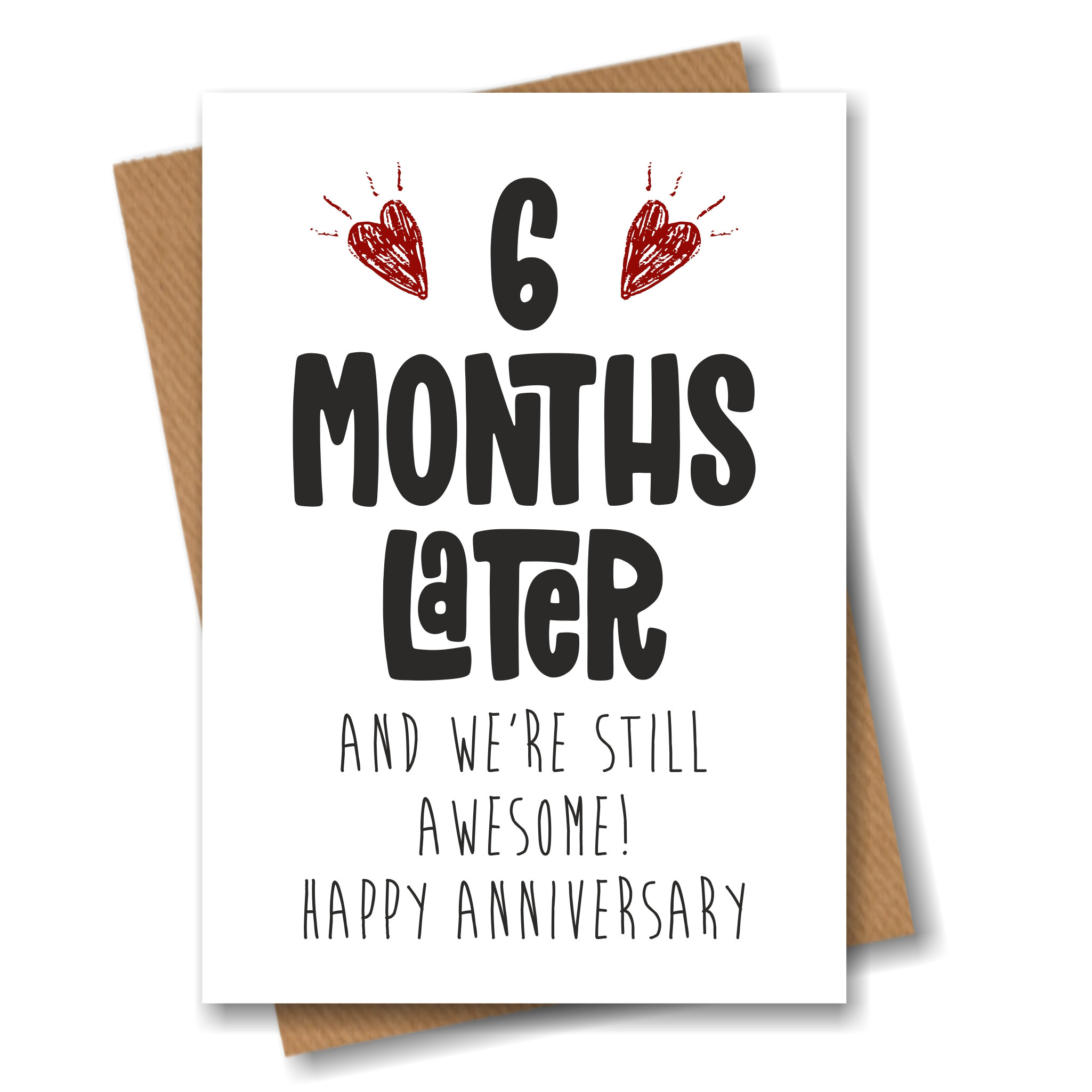 6 Month Anniversary Card, Half Year Anniversary Gift for Boyfriend