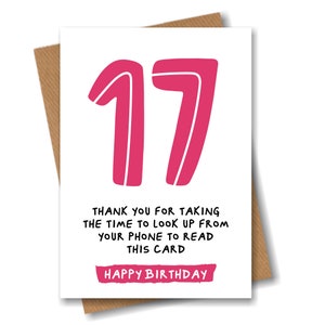 Carte pour 17 ans - Blague amusante pour un enfant de 17 ans image 1