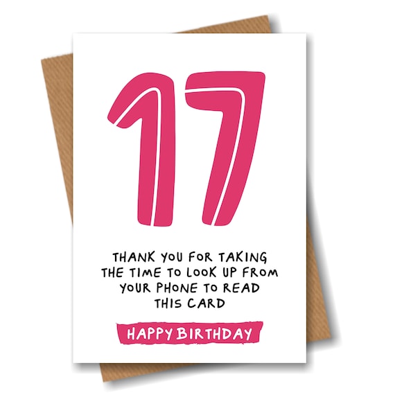 17th Birthday Card Funny Joke for 17 Year Old - Etsy Singapore 17th Birthday Card Funny Joke for 17 Year Old - Etsy Singapore