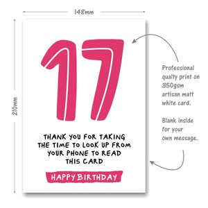 Carte pour 17 ans - Blague amusante pour un enfant de 17 ans image 3