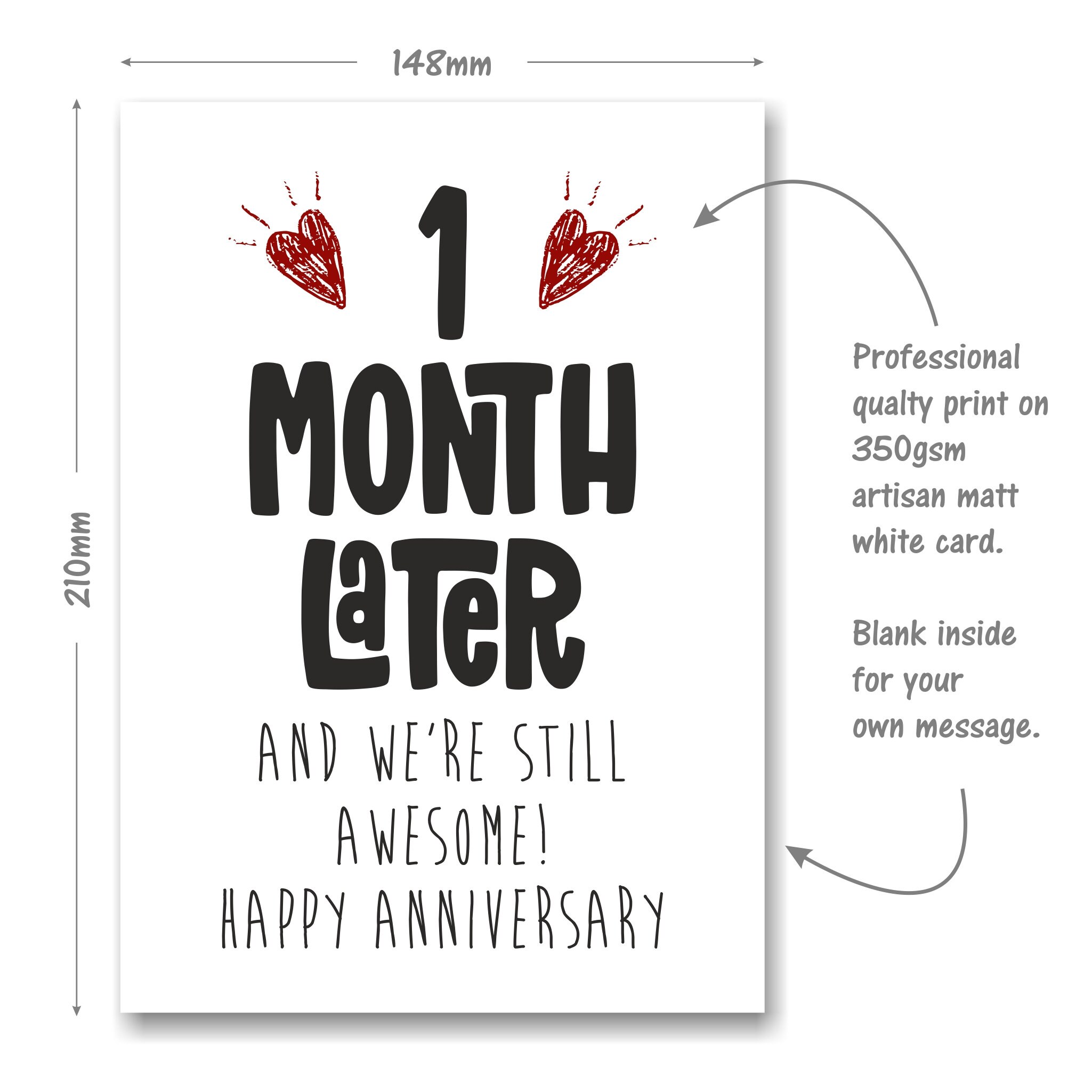 1st Month Anniversary Card 1 Month Later And Still Awesome Etsy UK