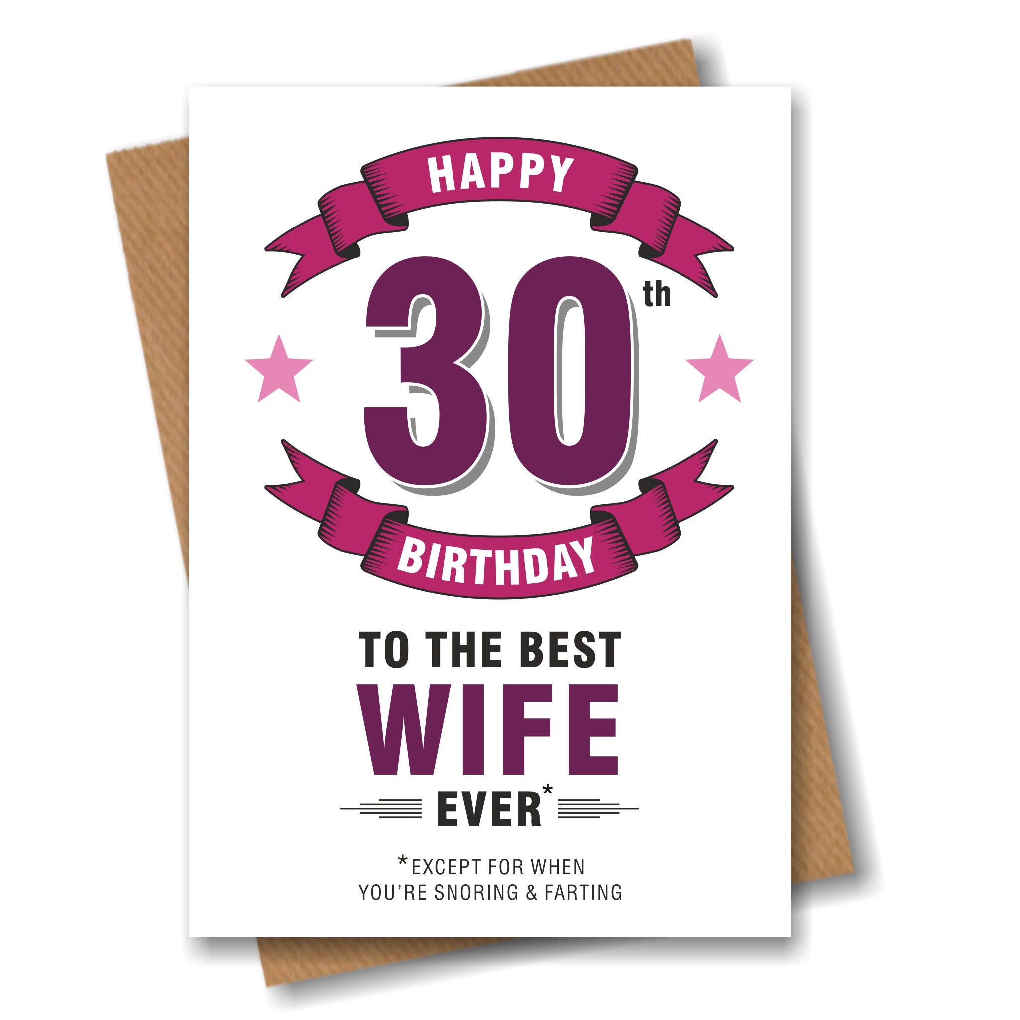 Wife 30th Birthday Card for Wife - Funny Snoring and Farting Joke 30 Years Old