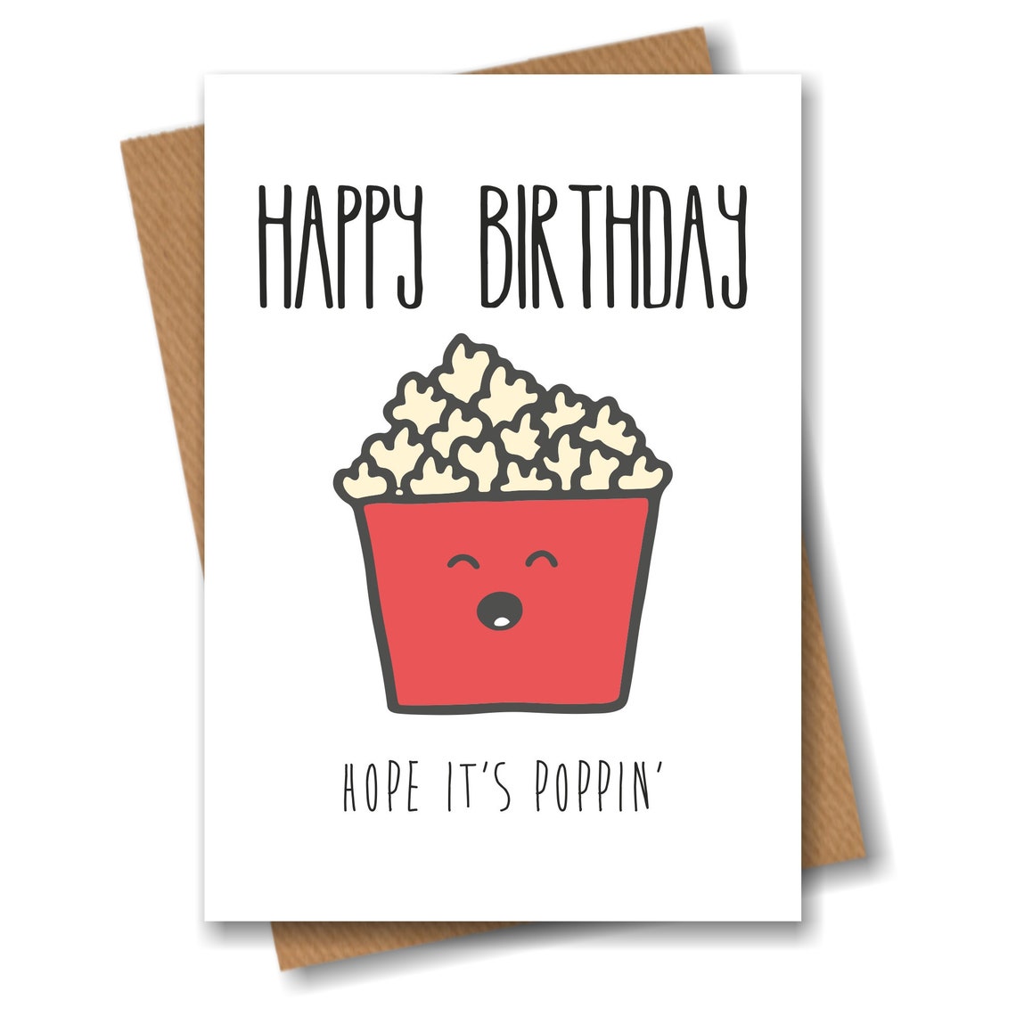 Popcorn Birthday Card A Fun Greeting Card for Any Popcorn Etsy